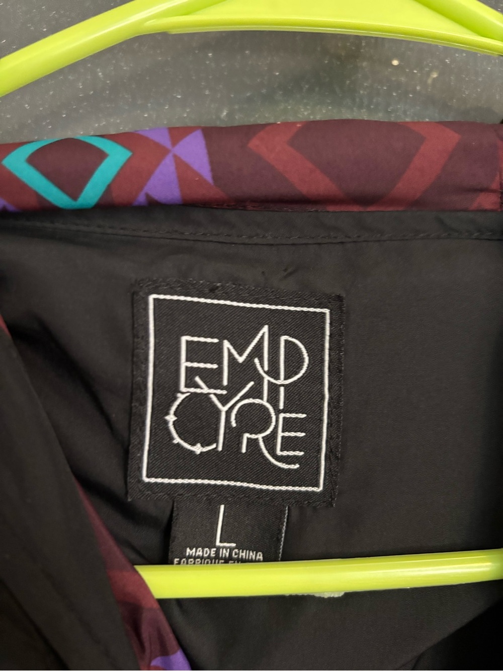 Empyre Black Hoodie Jacket with Maroon Aztec Accent - Picture 2 of 3